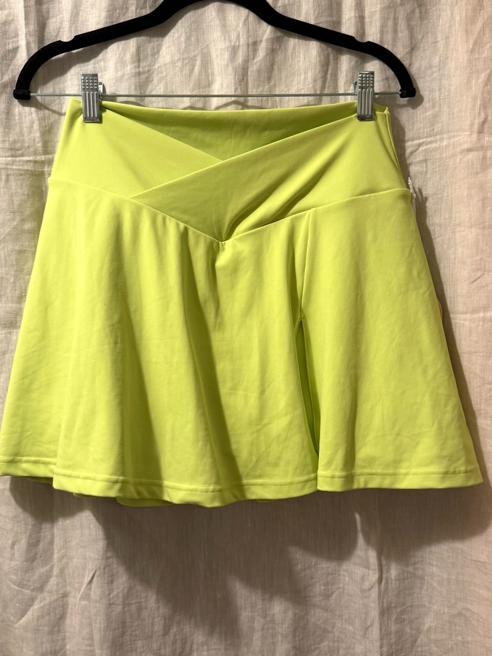 Blogilates Women’s Neon Yellow Flared Skirt with Overlap Waistband